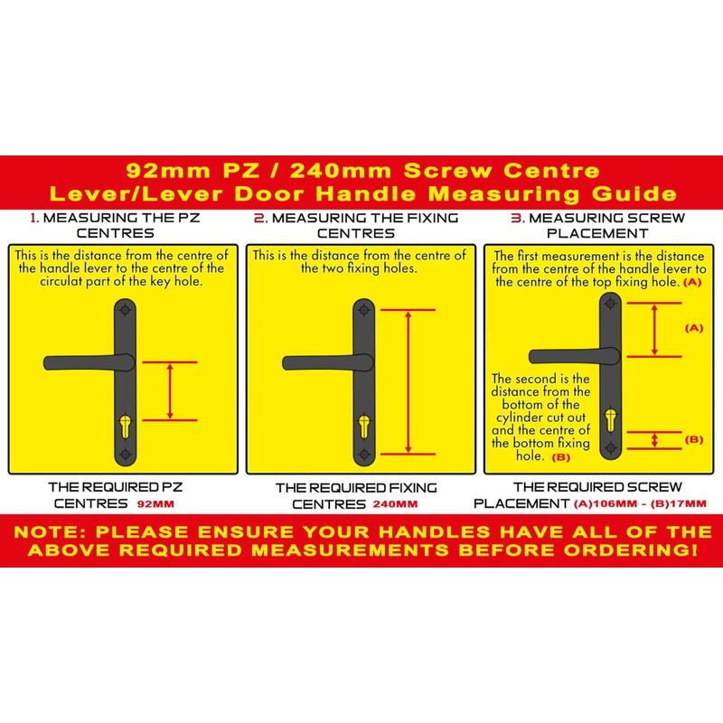 TSS White UPVC Door Handle Pair Set, 92mm PZ (Centres),
