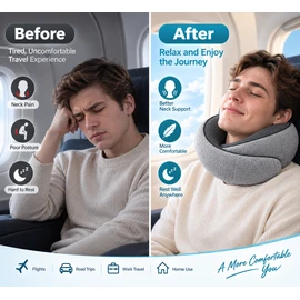 Memory Foam Travel Neck Pillow for Seated Rest – U-Shaped Portable Support for Flights, Road Trips and Office Naps