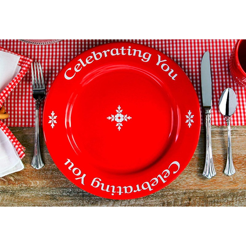 Four Celebrating You Red Plates in Gift Boxes, The Red