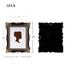 AELS 5x7 Inch Vintage Picture Frame, Elegant Antique Photo Frames with Glass Front, Photo Display, Tabletop Wall Hanging, Gift Ideas, Gold and Black