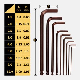 Fancytool Metric Hex Key Ball End S2 Alloy Bronze – 9PCS Metric Allen Wrench Set, S2 Steel, 1.5–10mm, 6.7in, for High Torque Jobs, DIY Repairs, Bike & Machine Maintenance