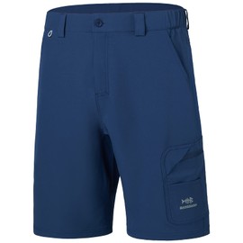 BASSDASH 10.5” Mens Fishing Cargo Shorts Quick Dry UPF 50+ Water Resistant FP01M, Dark Blue, XX-Large