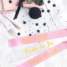 STAY GENT 16Pcs Bride to Be Sashes, Team Bride Sash Set with 15pcs Pink Bridesmaid Sashes + 1pcs White Bride Sash for Hen Night Out Bridal Shower Wedding Hen Party Accessories
