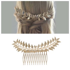 Iaceble Vintage Leaf Hair Comb Barrette Gold Leaves Hair Clips Laurel Leaf Hair Comb Metal Hair Piece Greek Goddess Hair Comb Accessories for Women and Girl Gifts for her (Gold)