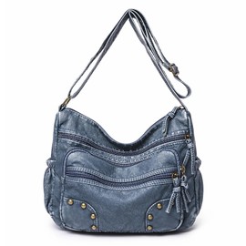 LassZone Crossbody Bag for Women Multi-Pocket Satchel Purse Ladies Soft Leather Handbag Waterproof Shoulder Bag Messenger Bags for Travel Shopping Daily Use