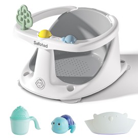 Baby Bath Seat for Babies 6 to 18 Months, Toddler Safety Bathtub Seat, Sit Up Bath Seat for Infant Bath Essentials with Soft Cushion & Suction Cups, Gray