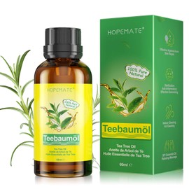 Tea Tree Oil 100% Pure and Natural, 60 ml Tea Tree Oil Anti Pimples, Acne, Warts and Other Skin Problems, Vegan Tea Tree Essential Oil for Blemished Skin, Face, Scalp and Hair