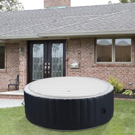 5.4Ft Inflatable Hot Tub Cover Roud– Portable Spa Cover, Weatherproof & Dustproof for Hot Tubs & Spas, Easy to Use, Universal 65x65in