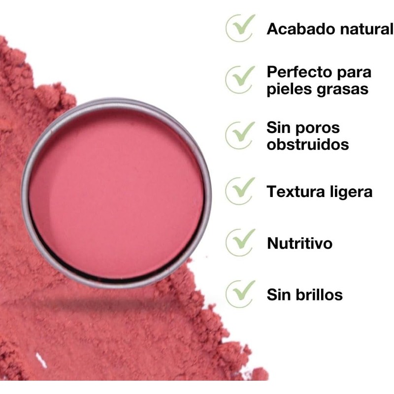 Rubor en Polvo Compacto, para Piel Grasa y Sensible, con