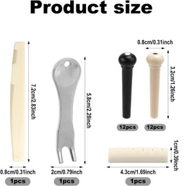 12 Pcs Guitar Bridge,Acoustic Guitar Bridge Pins,Pins for Improved Sound Quality and Easy,Installation Performance Accessories,Replacement Tool Guitar Accessories for Most Guitar