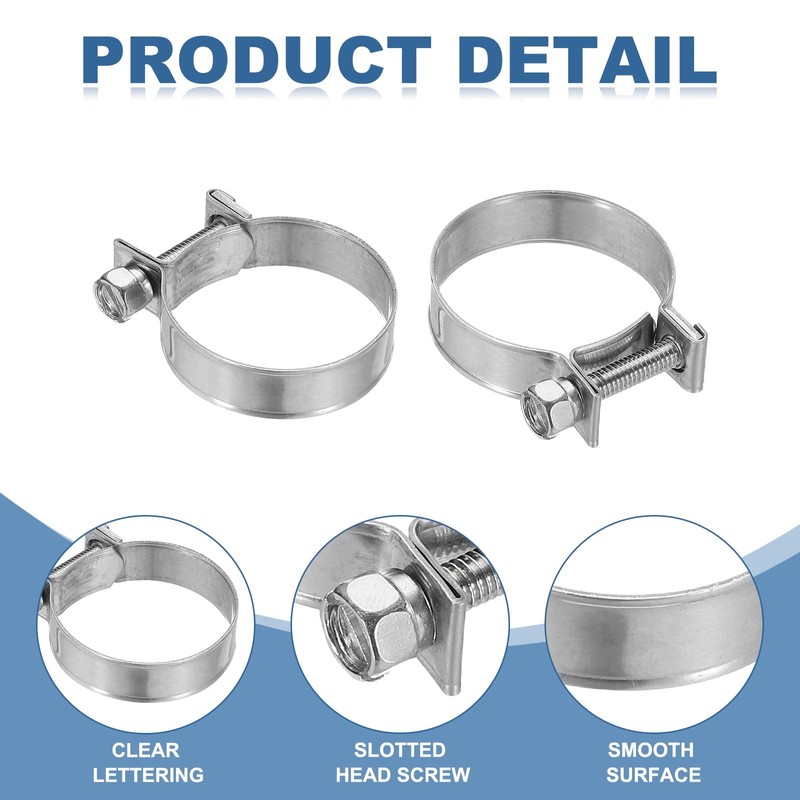 PATIKIL 5 Pcs 27-29mm Mini Fuel Injection Hose Clamps Stainless