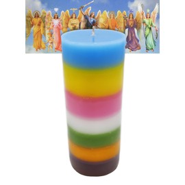Eucaris - Cirio de los 7 Arcángeles para Oración Vela Grande de Siete Colores (21 x 7.5 cm)