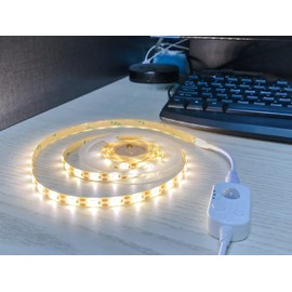 Vortex HJ-J0083C USB LED Strip Motion Sensor Cool White Dimmable LED Cabinet Lighting Motion Activated Under Cabinet or Bed Strip (Cool White, 3 Meters)