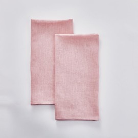 INYOWAKI 100% Pure Flax Linen Kitchen Hand Towels Set of 2 - Quick Dry Extra Soft 20 x 27 Inch Tea Dish Towels - Handcrafted with Hanging Loop - (Pink)
