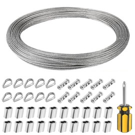 Wire Rope 30 m Steel Cable 2 mm Rope Tension Wire Stainless Steel Rope Wire Rope Kit for Trellis Curtain Rope Washing Line Lamp Suspension