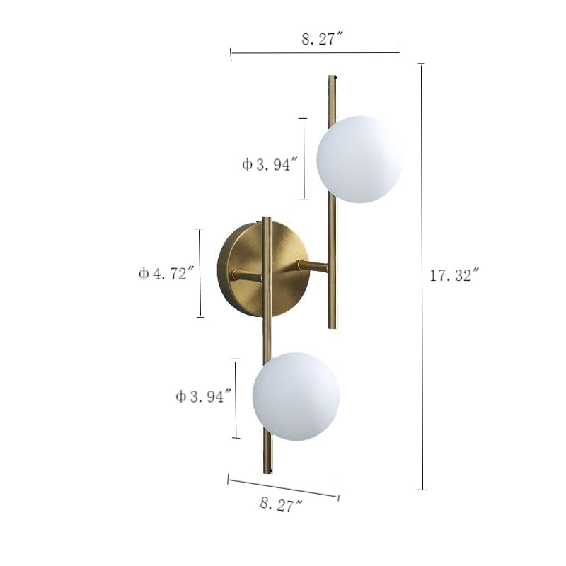 LZPZRUI Modern Globe Wall Sconce 2 Light Bedroom Wall lamp