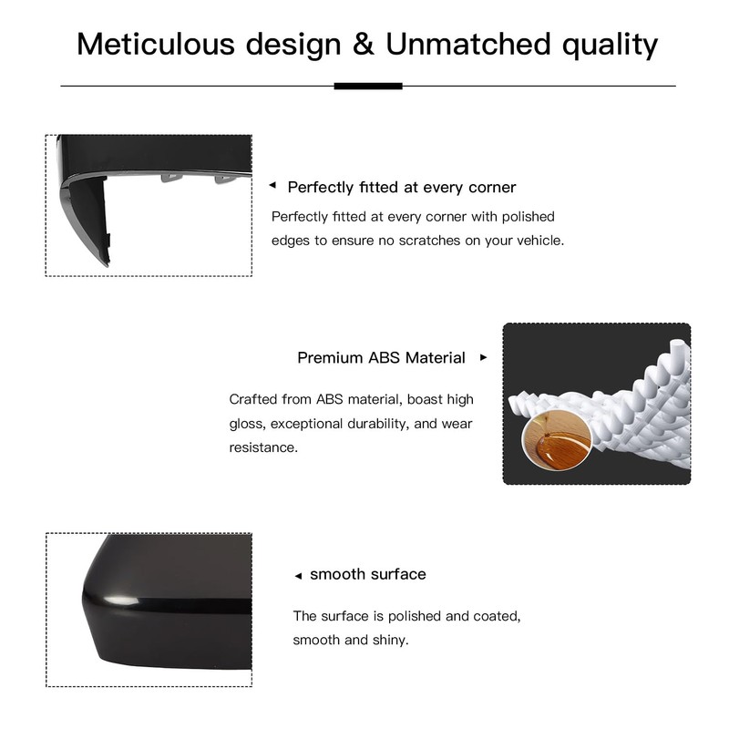 TKPUFR Glossy Black Direct Replacement Side Mirror Covers Cap Compatible