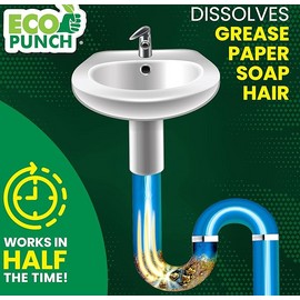ECO PUNCH Professional Strength Drain Clog Dissolver | Heavyweight Formula (32oz)