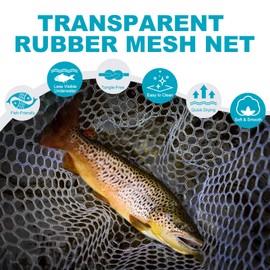 Maxcatch Transparent Rubber Net Replacement for Fly Fishing Trout Mesh Landing Net (Circumference 38inch)