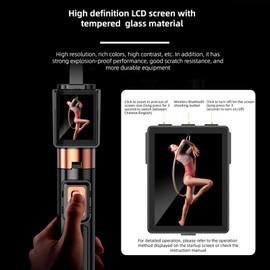 Camnoon Selfie Stick Tripod, 2-in-1 Selfie Pole with Removable Projection Screen, Max Height 170 cm with Remote Shutter Release Phone Clamp for iOS and Android Smartphone