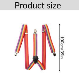 Tabanzhe Rainbow Bow Tie and Braces-Adjustable Elastic Y-Suspenders Pre-tied Bow Ties Colourful Unisex Pride Party Dress up Accessories for Wedding Parties