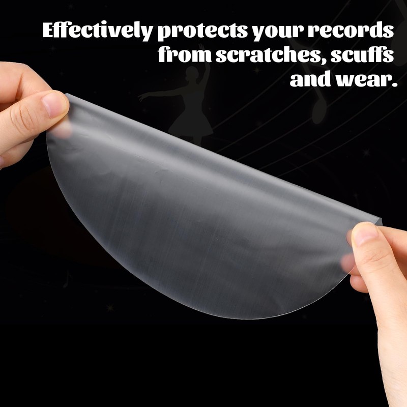 100 Pcs Vinyl Record Inner Sleeves, Anti-Static Round Bottom Inner