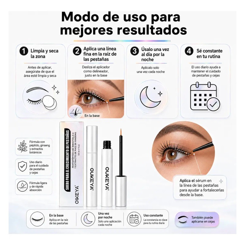 Sérum Crecimiento Y Fortalecimiento Pestañas Y Cejas