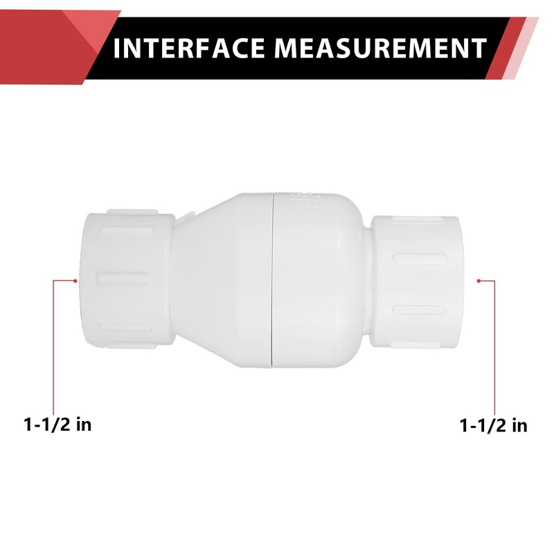 (Pack of 2) EFIELD 1-1/2 Inch PVC Inline Check Valve,