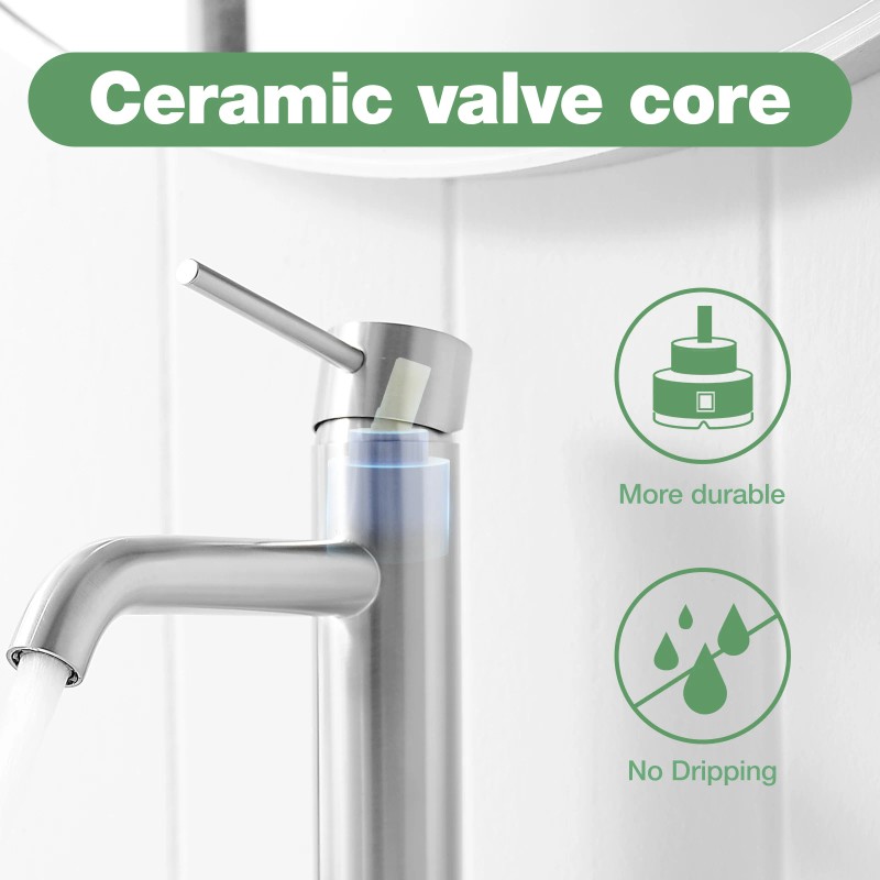 Modern Luxury Brushed Nickel 304 Stainless Steel Single-Hole Mounted Water