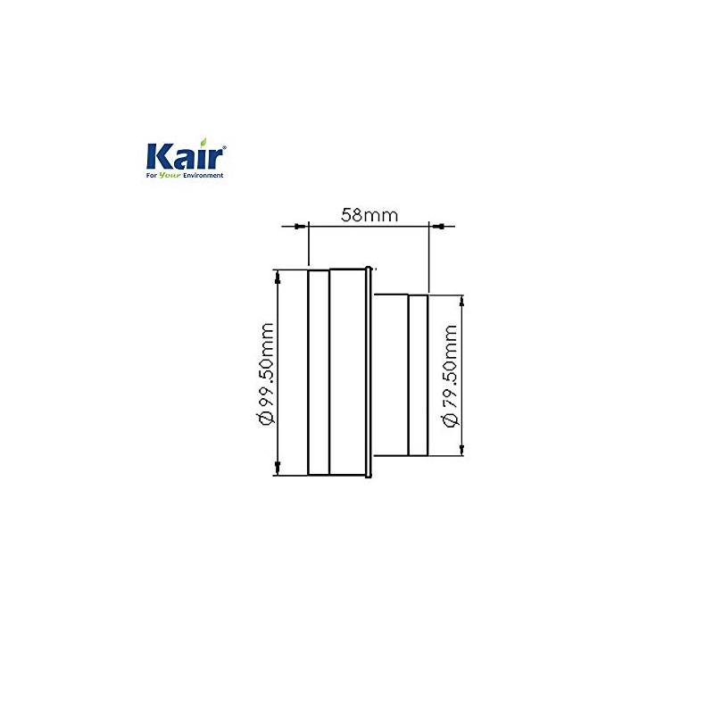 Kair Ducting Reducer 100mm to 80mm Duct Pipe Reduction Connector