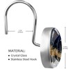 Gold Navy Blue Marble Decorative Shower Curtain Hooks Rings Set