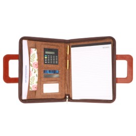 Kurtzy Business Portfolio Folder PU Leather A4 Zipper Conference Padfolio with Notebook and Calculator Travel Organizer for Documents/Writing