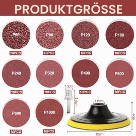 Sanding Discs Set 125 mm for Angle Grinder for Wood Metal Pack of 102