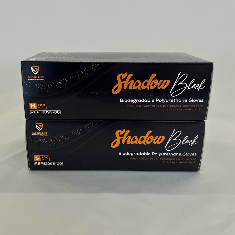 Shadow Black Biodegradable Polyurethane Disposable Gloves - Size: L, Color: