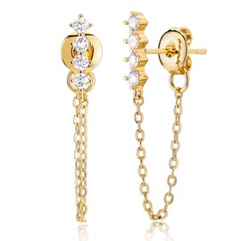 Jenosy 18K Gold-Plated Stud Earrings Women's CZ Gold Earrings with Cubic Zirconia Earrings for Women and Girls, Yellow Gold, Cubic Zirconia