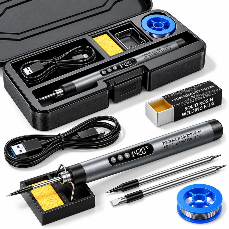 Cordless Soldering Iron Kit for Electronics Repair – Adjustable 300–450°C