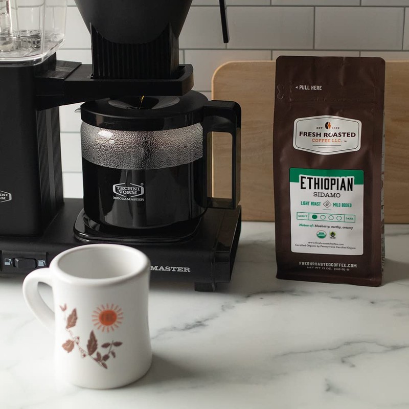 Fresh Roasted Coffee, Organic Ethiopian Yirgacheffe, 12 oz, Medium Roast,