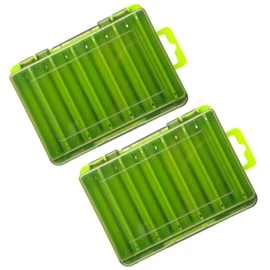 RoaRion 2 Sided Lure Box Set of 2 Tackle Box Metal Jig Reversible Case Fishing Tackle Case Fishing (Green, Small)