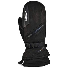 Swany Men's X-Cell 2.1 Sports Moisture-Wicking Quick-Drying Warm Durable Flexible Insulated Leather Winter Mittens, Black, X-Large