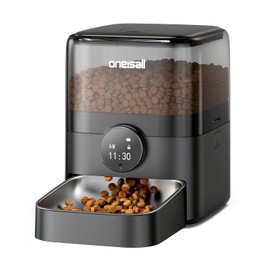 oneisall Automatic Cat Feeder for Large Kibble and Snacks, 12 Cups/3L Timed Pet Feeder for Cats Indoor, Programmable Dry Food Dispenser (Black)