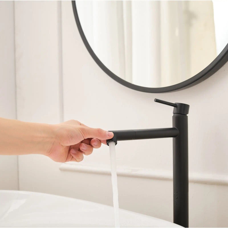 Single Hole Single Handle Black Gold Bathroom Vessel Sink Faucet