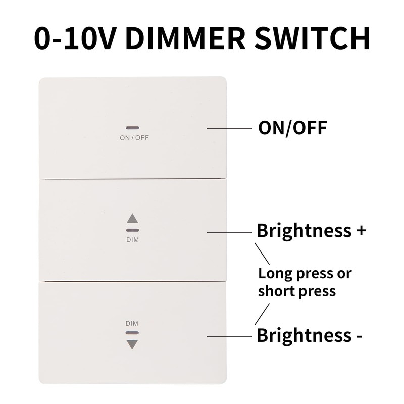 0-10V Dimmer Switch for LED Lights, Push Button Dimmer Light