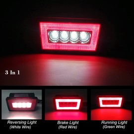 Xinctai 3-In-1 LED Rear Fog Light Kit For 2011-up Subaru Impreza WRX STi XV Crosstrek Stop Tail Brake Lamp Backup Reverse Light (Red Lens)