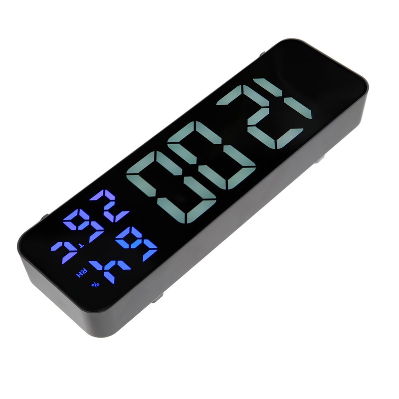 LED 9.1in Mirror Clock Multifunctional Digital Alarm Date Humidity Clock