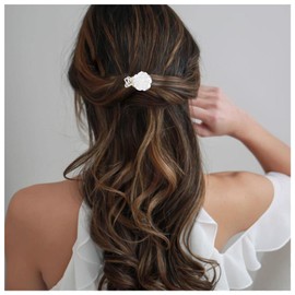 Allereyae Flower Hair Clam Clip Tiny Hair Claw Clamp Tiny Flower Claw Clamps Non Slip Wedding Headpieces Gold Head Clip Headwear Bride Hair Accessories for Women