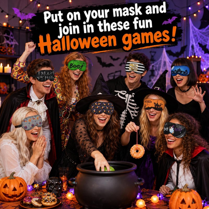 50 Pcs Halloween Sleep Eye Masks Bulk for Women Adjustable