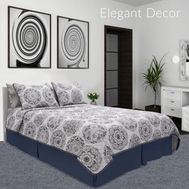 Mellanni Bed Skirt Twin XL Size - Bed Frame - 15-Inch Tailored Drop Pleated Dust Ruffle - Hotel Luxury Bedding - Wrinkle, Fade, Stain Resistant - 1 Bedskirt (Twin XL, Navy Blue)