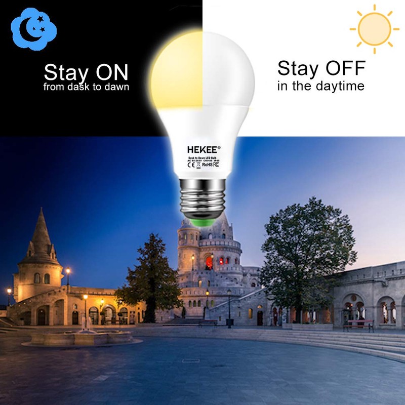 HEKEE Dusk to Dawn Sensor Light Bulbs LED A19 810