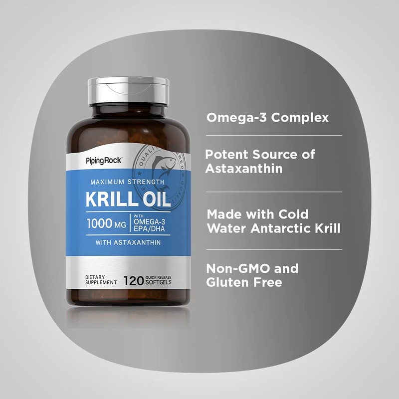 Piping Rock Krill Oil 1000mg Softgels | 120 Count |