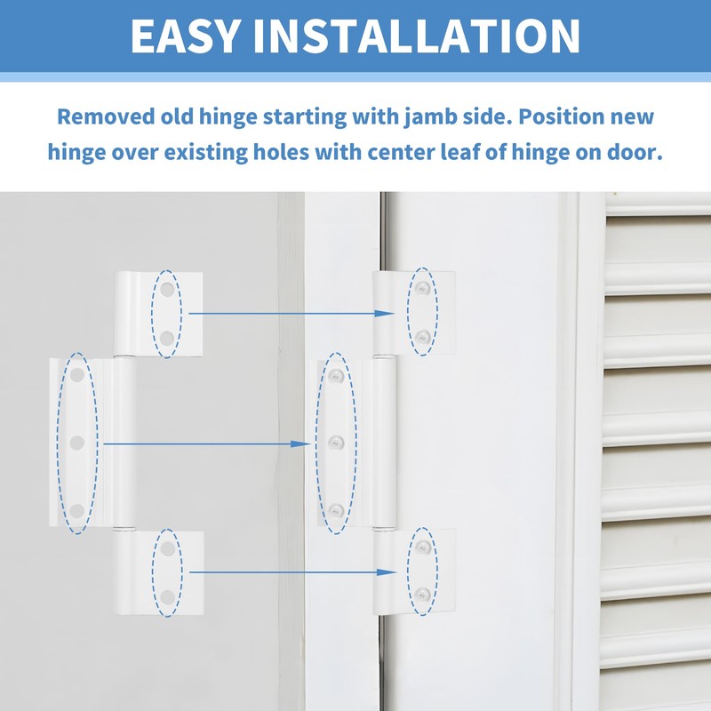 BANLIN 3Pack Storm Door Hinge White Aluminum 1/8 inch Grooved
